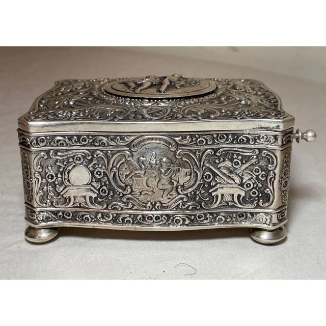 19th Century Rare Antique Ornate Sterling Silver German Singing Bird Mechanical Music Box For Sale - Image 5 of 18