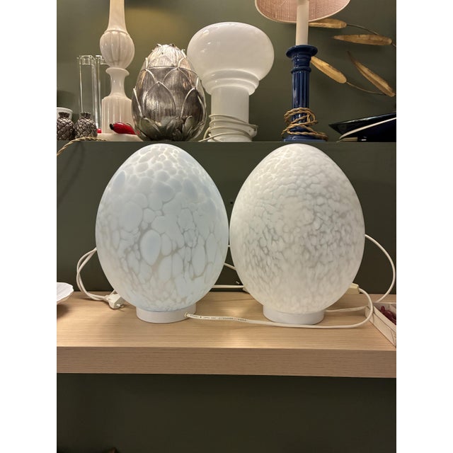 1970s Ovoid Lamps in Speckled Glass, 1970, Set of 2 For Sale - Image 5 of 5