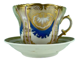 1970s Vintage Kpm German Hand Painted Porcelain Demitasse Cup & Saucer