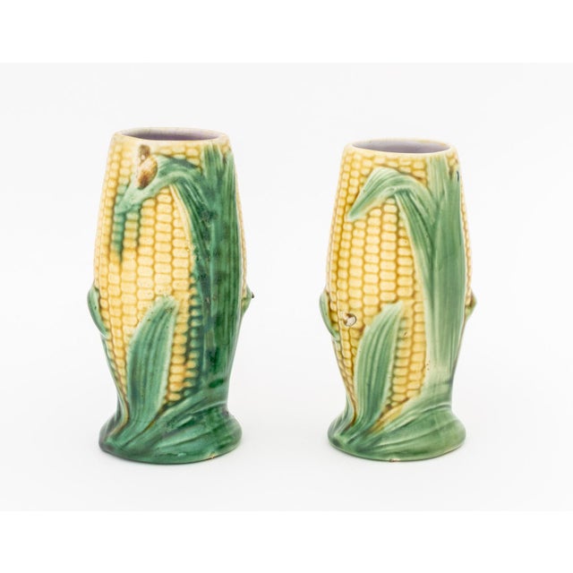English English Majolica Corn Pitcher and Vases, 3 Pieces For Sale - Image 3 of 14
