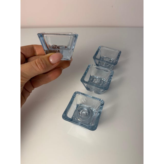 Blue Glass Skjold Candlestick Series by Per Lütken for Holmegaard, Set of 4 For Sale - Image 8 of 11