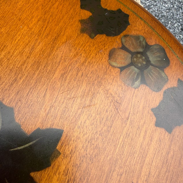 1970s Ethan Allen Country Farmhouse Hitchcock Style Solid Heirloom Maple Stenciled Accent Drink Table (14-9042) For Sale - Image 9 of 13