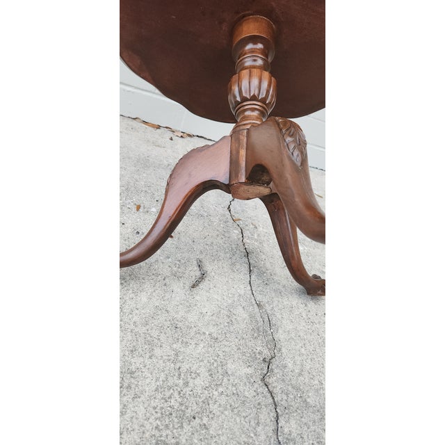 Antique Edwardian Three-Tiered Claw-Footed Serving Walnut Table With Scalloped Edges For Sale In Jacksonville, FL - Image 6 of 13