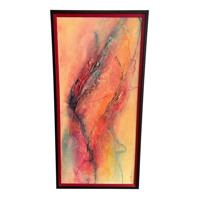 Large Textured Abstract Painting on Canvas, Attributed to David Stephens For Sale