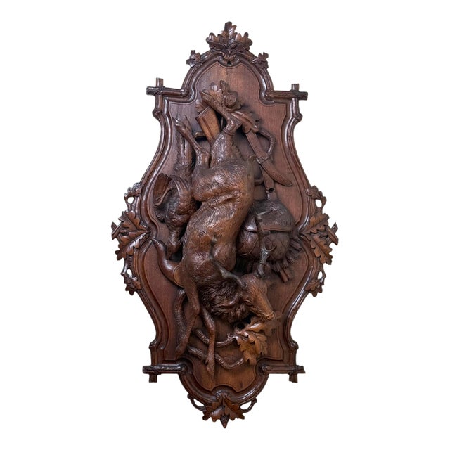 Black Forest Hunting Plaque attributed to Johann Flück, 1880 For Sale