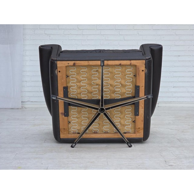 Danish Leather Swivel Armchair from Aage Christensen, 1960s For Sale - Image 16 of 18