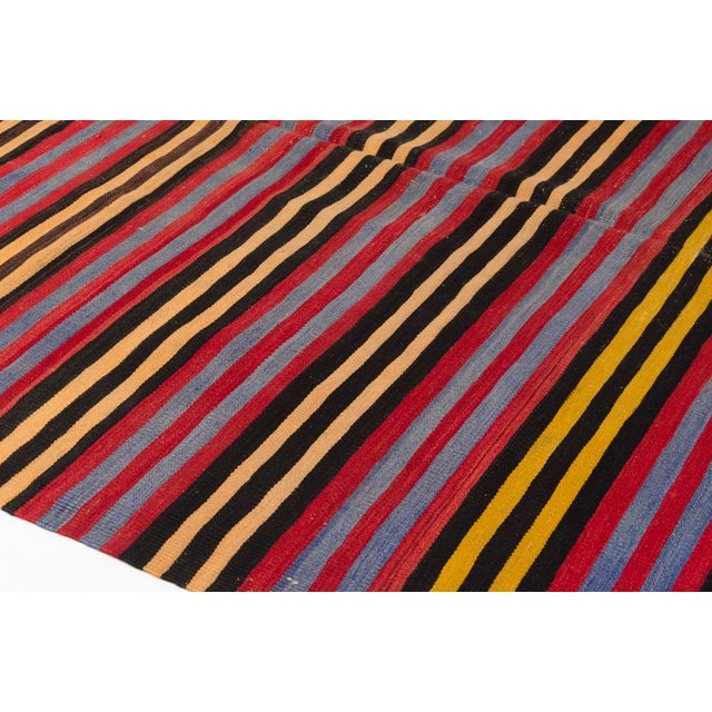 Turkish 1950s Large Bohemian Striped Kilim For Sale - Image 3 of 9