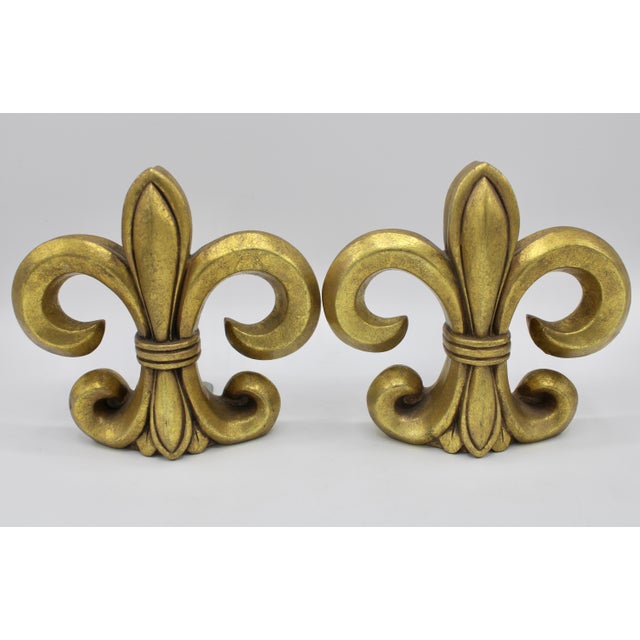 Vintage French Golden Fleur De Lis Bookends For Sale - Image 11 of 11