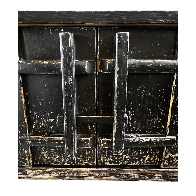 Mid 20th Century Vintage Black Elm Worn Sideboard Credenza For Sale - Image 5 of 6
