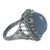 1950s Plum Cabochon Sapphire, Diamond, and 14k White Gold Ring, Size 6.5 - For Sale