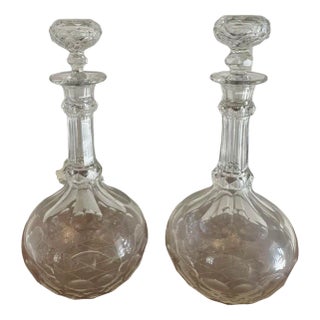 Victorian Cut Glass Decanters, 1860s, Set of 2 For Sale
