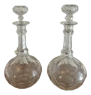 Victorian Cut Glass Decanters, 1860s, Set of 2