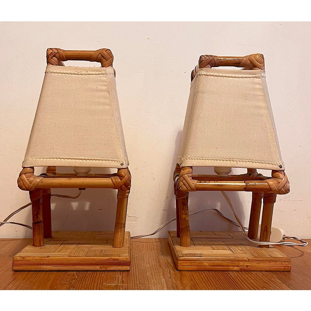 Bamboo Table Lamps, 1950s, Set of 2 For Sale - Image 9 of 9