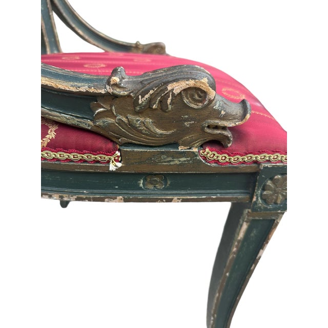 Burgundy 19th Century Venetian Hand Carved Empire Chair Italy For Sale - Image 8 of 12