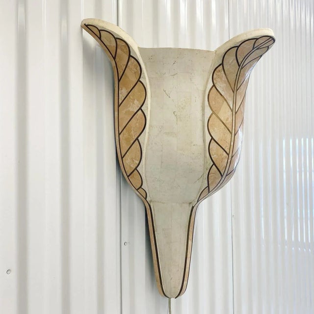 Metal Casa Bique Inlaid Marble Stone and Brass Wall Sconce Lamp For Sale - Image 7 of 13