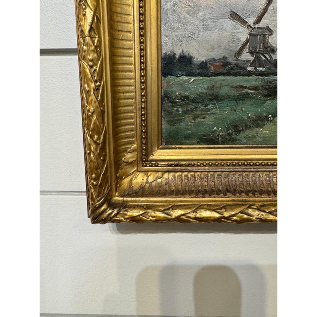 English 19th Century English Windmill Oil on Canvas For Sale - Image 3 of 8