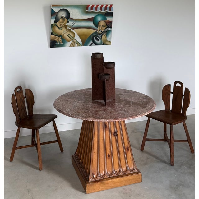 Brutalist Oak Chairs (After De Puydt) 1960s Hand Crafted, Set of 4 For Sale - Image 4 of 7