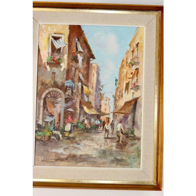 Moriani, City Street Scene, 1960s, Oil on Canvas For Sale - Image 5 of 10