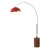 1980s 92-Inch Modern Adjustable Brass Floor Lamp - Tambo Luna Red/Gold Shade, Walnut Base For Sale