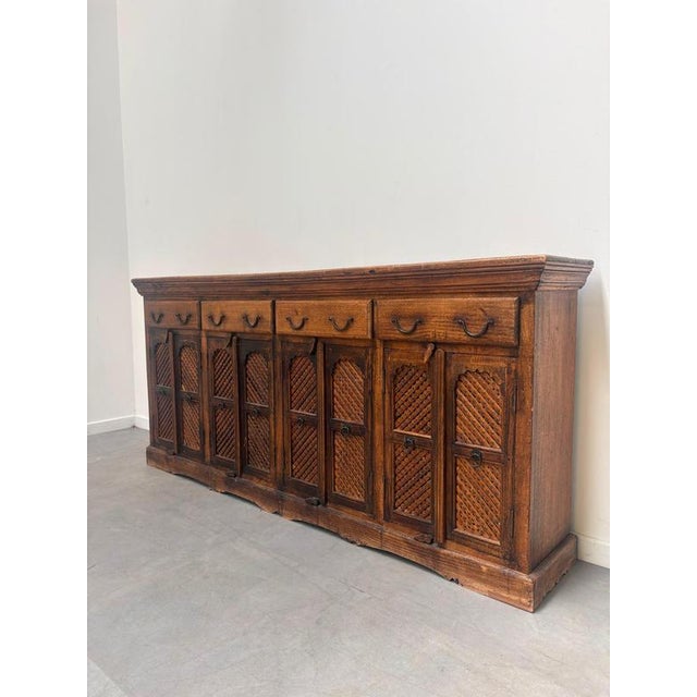 Antique Indian Sideboard with Lattice Doors For Sale - Image 5 of 7