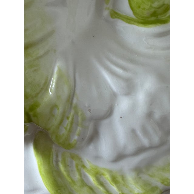 Vintage Glazed Ceramic Owl Planter Cachepot in White and Lime Green For Sale In Naples, FL - Image 6 of 11