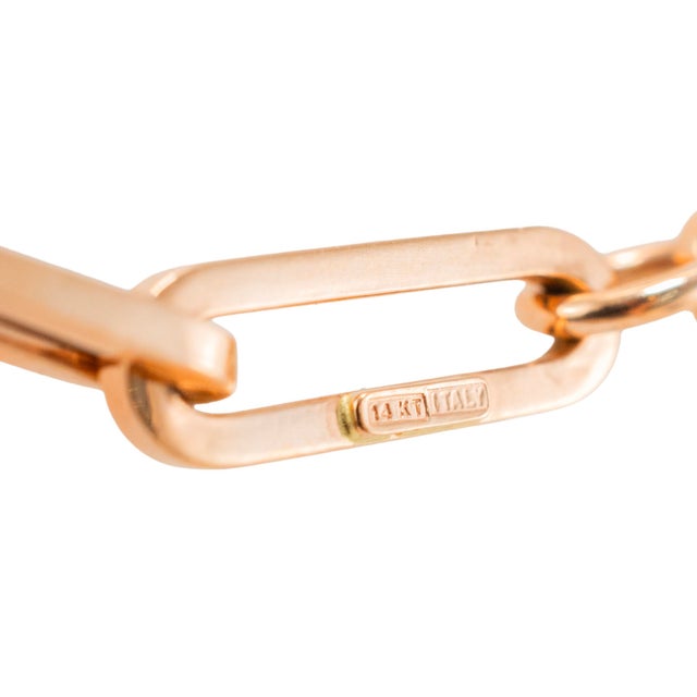 Metal Unisex 14k Rose Gold 5.20mm Oval Paper Clip Link Chain Necklace For Sale - Image 7 of 8