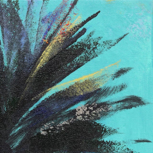 Realism Aqua Alive - Tall Skinny Palm Tree Landscape Painting on Canvas - Original Artwork by Kathleen Keifer For Sale - Image 3 of 9