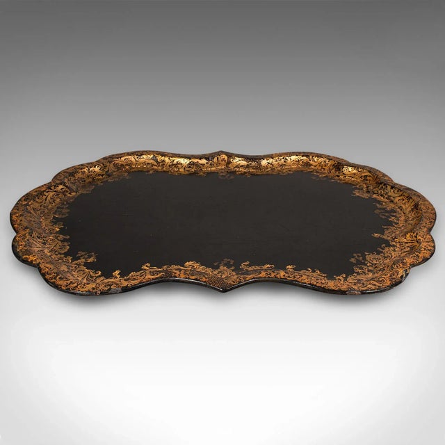 1900s Antique Victorian Japanned Chinoiserie Serving Tray For Sale - Image 10 of 10