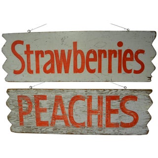 1950s Hand-Lettered Farm Produce Signs - Pair For Sale