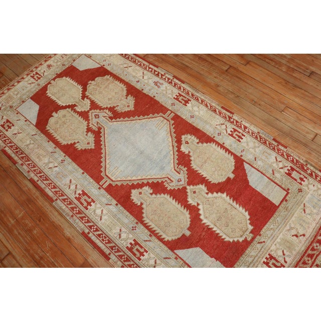 Red Vintage Inspired Caucasian Rug - 3'5" x 6'10" For Sale - Image 4 of 7