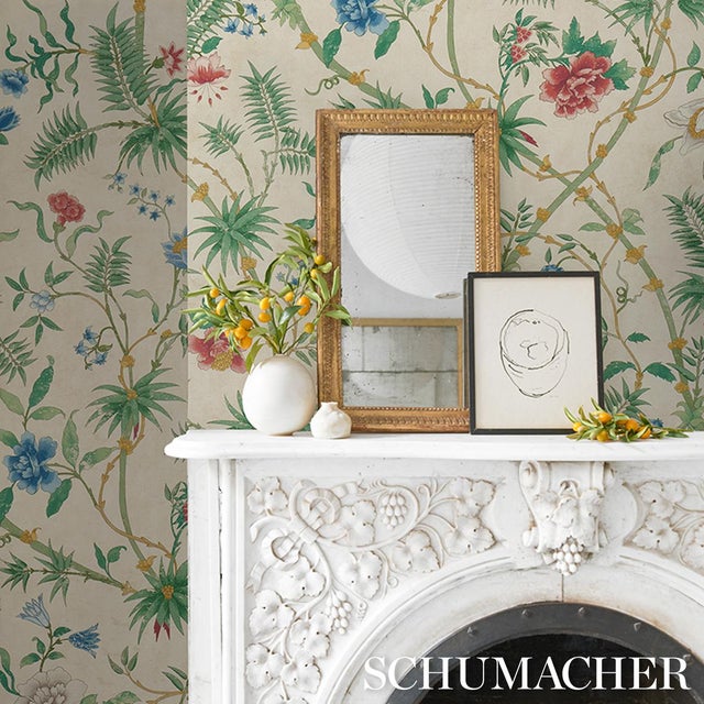 Paper SAMPLE - Schumacher Arasi Botanical Wallpaper In Parchment For Sale - Image 7 of 7