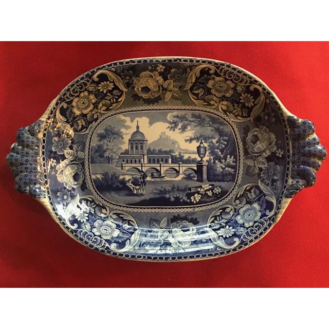 Large Antique Early 19th Century Georgian Staffordshire Pearlware Blue Platter For Sale - Image 11 of 12