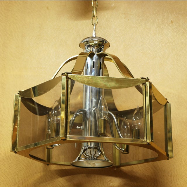 Fredrick Raymond Mid Century Majesty Moderm Brass and Chrome Chandelier For Sale - Image 10 of 10