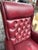 English Vintage Omnia Oxblood Leather High-Back Chesterfield Rolling Desk Chair For Sale - Image 3 of 9