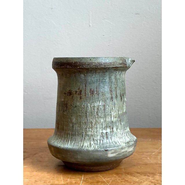 Vintage Drip Glaze Ceramic Pitcher For Sale - Image 10 of 12