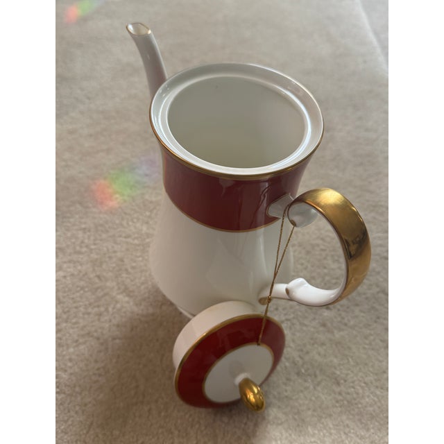 Ceramic 1980s Mikasa Bone China Coffee/Tea Pot Set With Creamer & Sugar Container in Mikasa Egyptian Terracotta Pattern - Set of 3 For Sale - Image 7 of 10