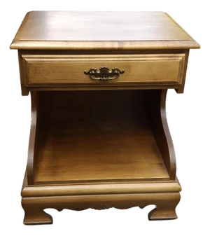 Mid Century Modern Maple Single Drawer Bedside Table