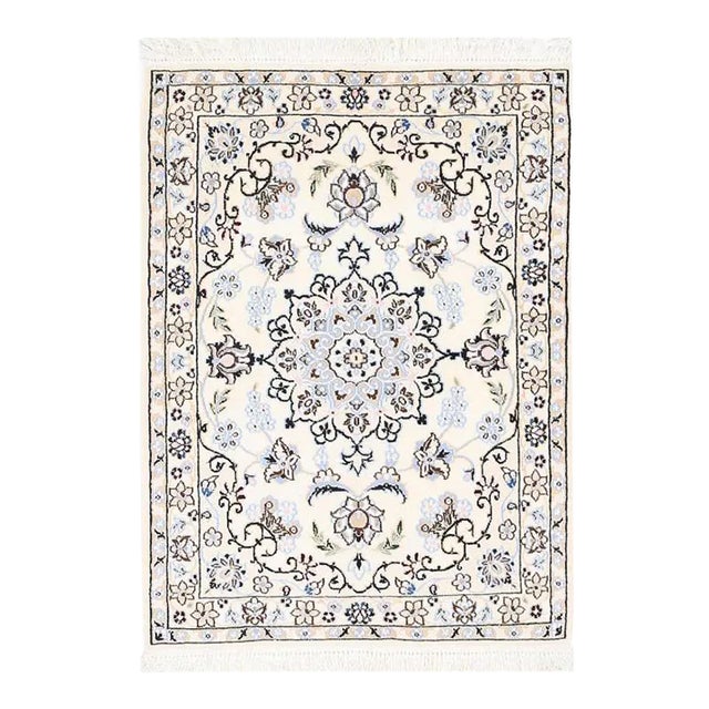Pasargad DC Ivory Fine Hand Knotted Persian Silk & Wool Nain Rug For Sale