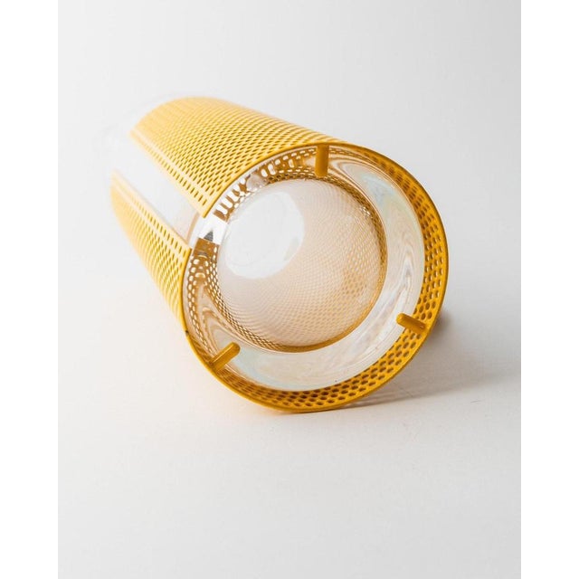 Vintage Glass Pitcher with Yellow Metal Handle and Glass Pestle by De Agostini, Italy, 1980s For Sale - Image 10 of 13