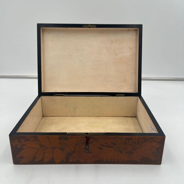 Mid 19th Century Antique Biedermeier Jewelry Box in Printed Beech, 1840 For Sale - Image 5 of 17