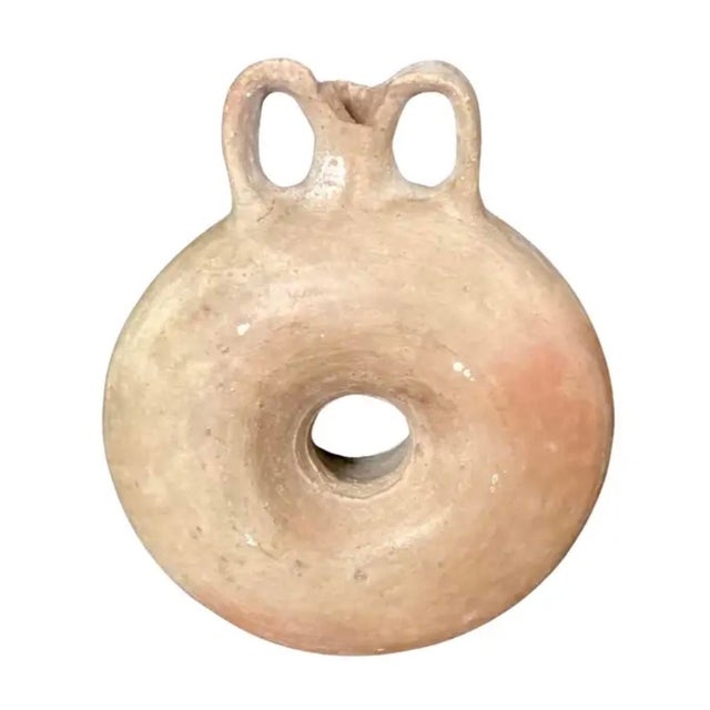 Roman Terracotta Ring Flask For Sale - Image 4 of 7