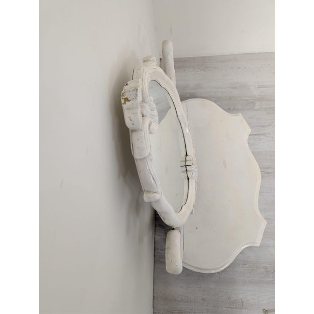 White Vintage Whitewashed Dressing Table in Wood, 1940s For Sale - Image 8 of 18