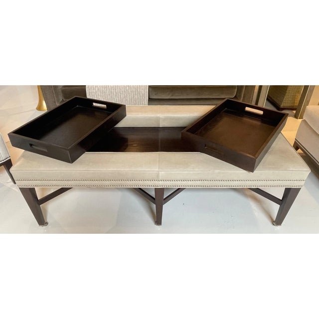 Modern Hickory Chair Bexley Leather Cocktail Ottoman With Two Trays For Sale - Image 3 of 10
