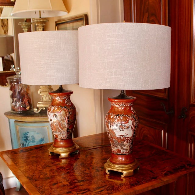 Pair of Antique Japanese Kutani Porcelain Vases Adapted Into Lamps For Sale - Image 4 of 18