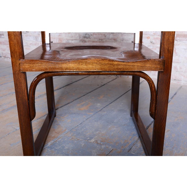 Brown Art Deco Armchair in Beech, 1930s For Sale - Image 8 of 14