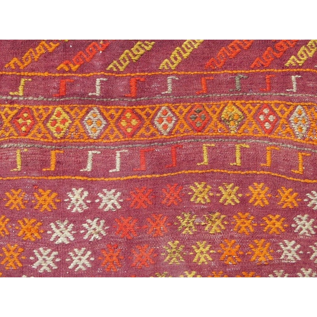 Textile 1960s Vintage Turkish Handmade Kilim Rug - 69"x117" For Sale - Image 7 of 12