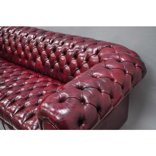 Vintage Mid Century Red Leather Button Tufted Chesterfield Sofa Chairish