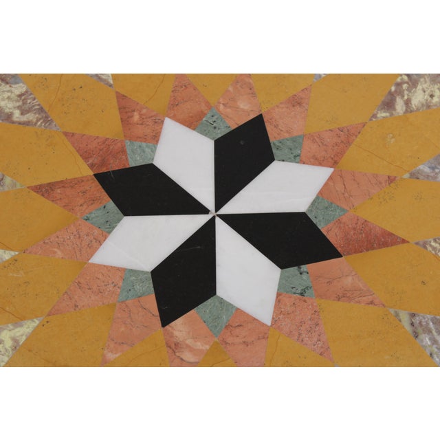 1940s Stunning Vintage Pietra Dura Round Marble Lamp Table For Sale - Image 5 of 15