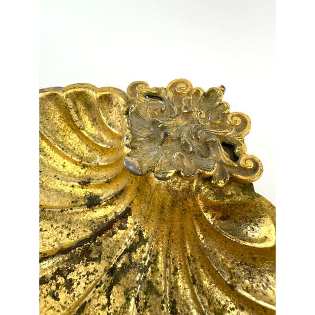 Gold Vintage Italianate Gilt Metal Shell-Form Footed Soap Dish For Sale - Image 8 of 9