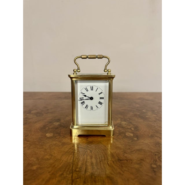 Late 19th Century Antique Victorian Brass Carriage Clock, 1880 For Sale - Image 5 of 5